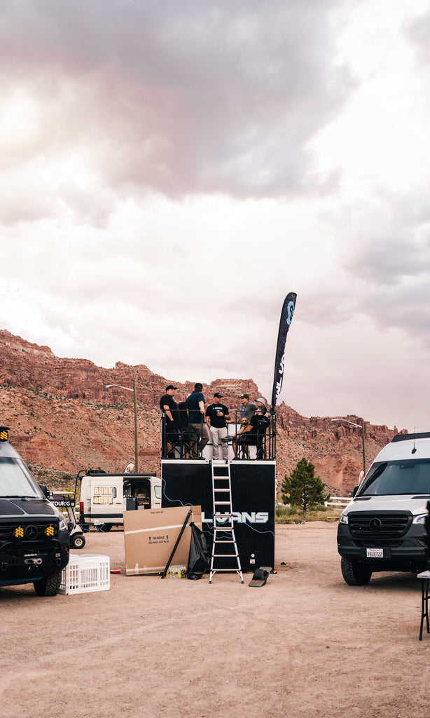 At the end of the Rally, the Owl Vans Display Pod is a deck.  The Owl Vans crew is all at the top surveying the surroundings.