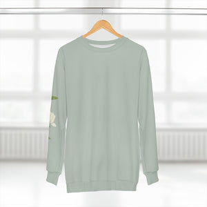 sage green sweatshirt