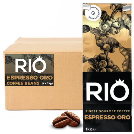 Rio Espresso Oro Coffee Beans (4x1kg) Italian Roast Coffee