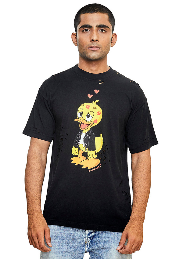 DOMREBEL Kisses Duck Print T-shirt in Black for Men