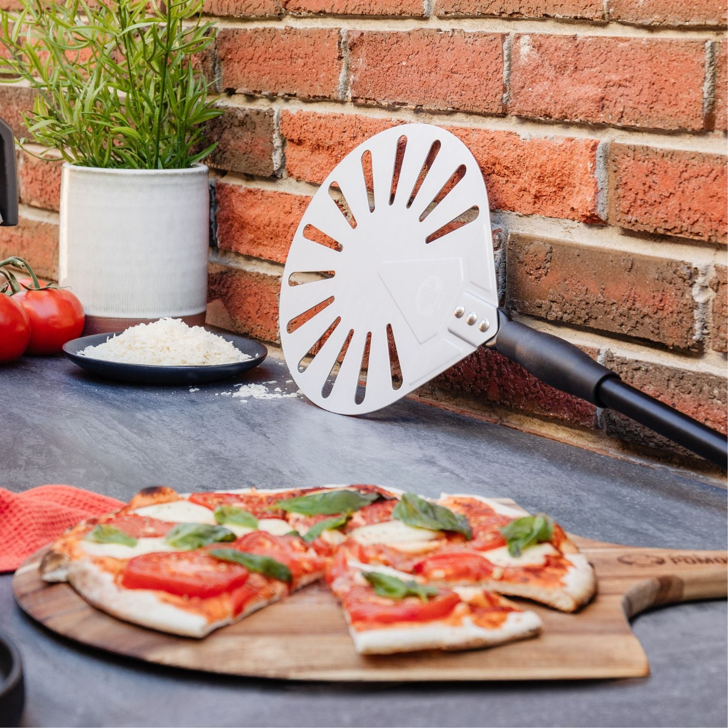 Komista Perforated Professional Aluminum Pizza Peel, 12x14 inch  Hard-Anodized Blade, Fully Aluminum Alloy, Easy to Clean and Very Durable,  Extra