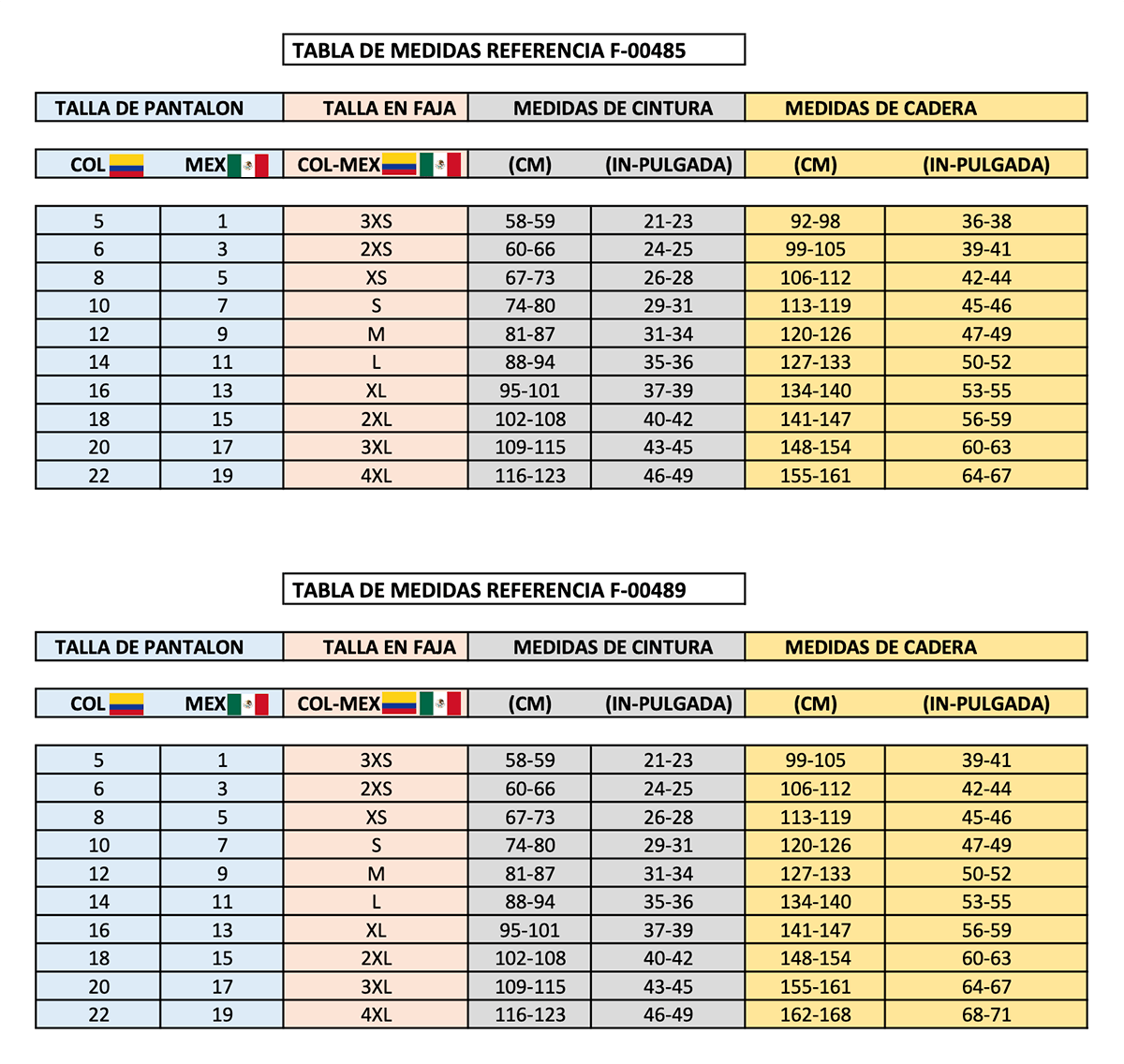 Faja media pierna para figura tipo reloj de arena Ref. F00485