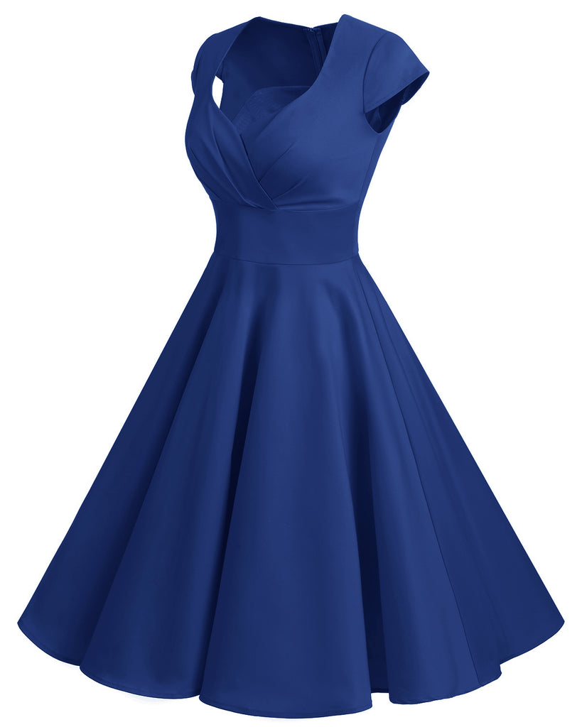 Women Short 1950s Retro Vintage Cocktail Party Swing Dresses-Solid Col –  dresstell