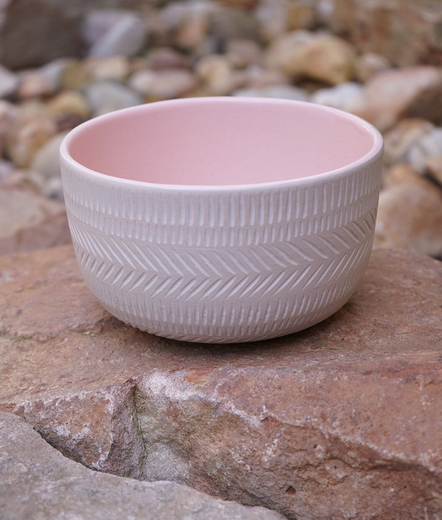Deep Bowl - Linen & Pink