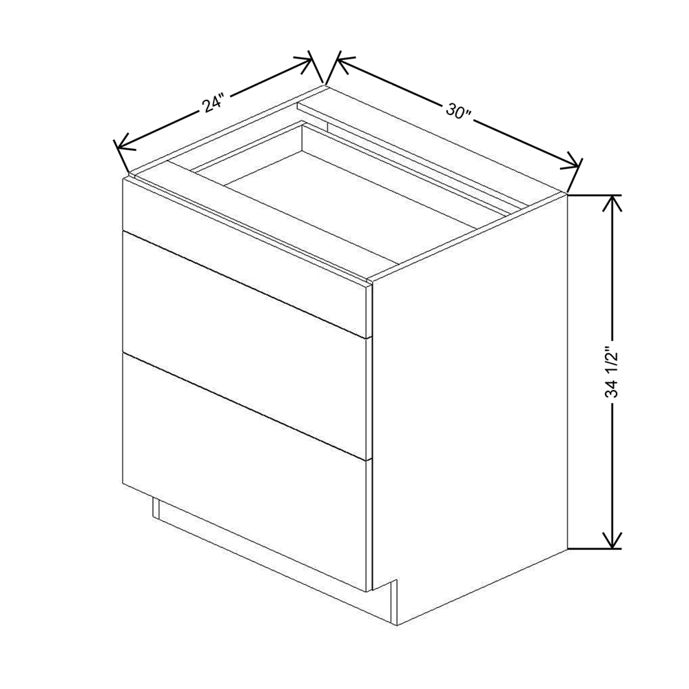 CNC Classic Broadway Coastal 30" W 3 Drawer Base Cabinet