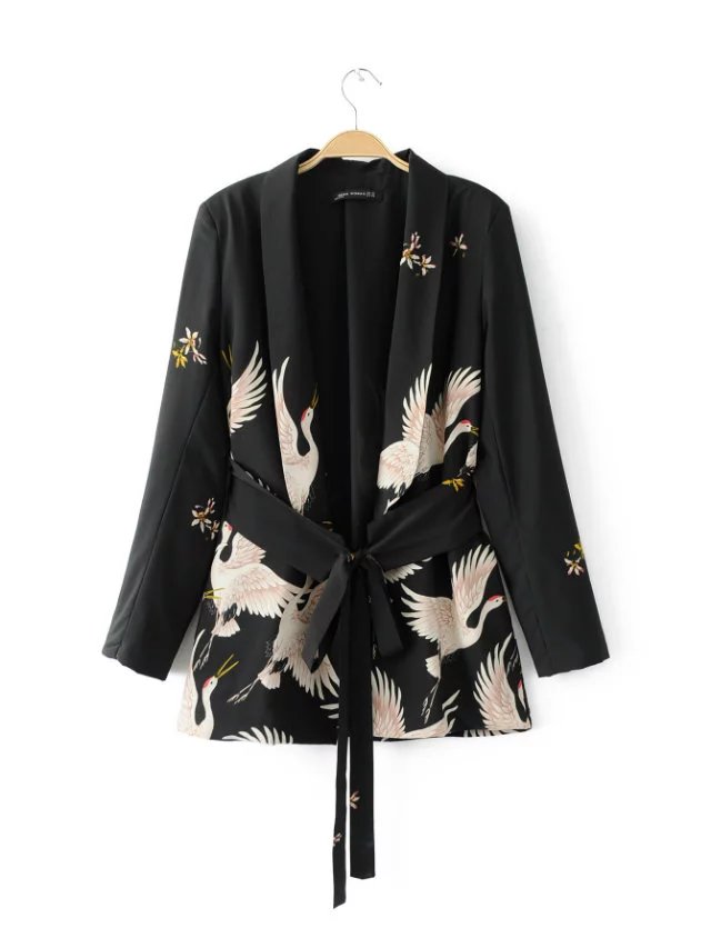 zara crane print blazer