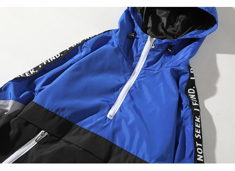 Buy Patchwork Windproof Side Letter Hooded Men S Jacket Free Shipping No Tax Woopshop