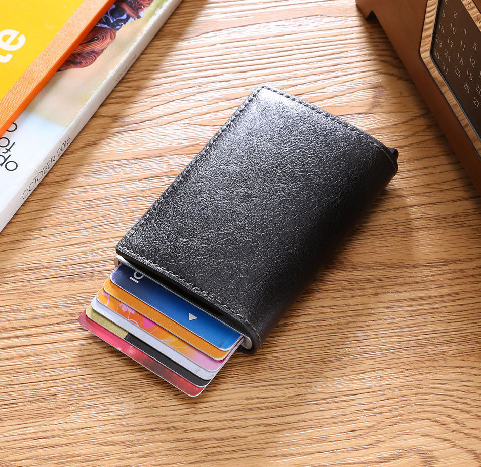 Unisex Vintage Leather Slim RFID Card Holder & Mini Wallet