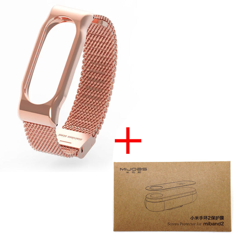 Original Mijobs Metal Strap Band For MiBand 2 Wristbands Stainless Steel Bracelet For Xiaomi Mi Band 2