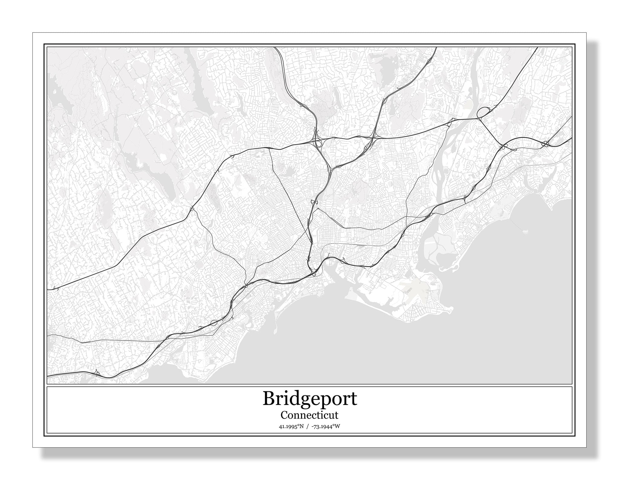 Bridgeport Connecticut Usa City Map Sterlingcarto 2393