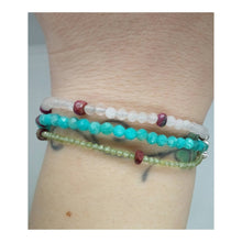 Load image into Gallery viewer, Natural Gemstone Beaded 3 Layer Bracelet with Sterling Silver, Ruby, Peridot, Amazonite, and Rose Quartz
