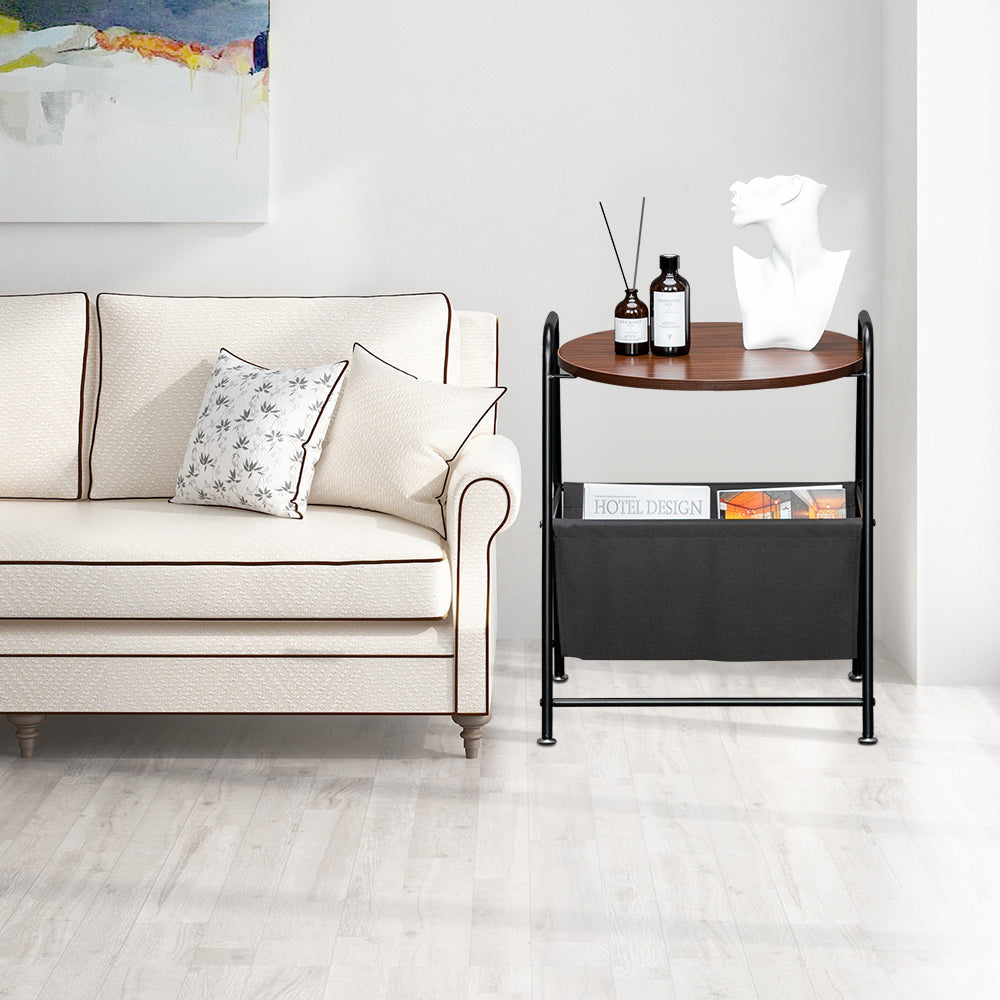 Knocbel End Table Sofa Side Table Night Stand with Wooden Top, Metal Frame & Adjustable Feet Pads