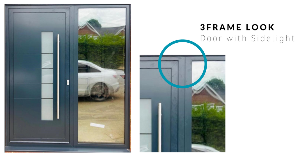 Aluminium Panel Door with Sidelight having a three frame look