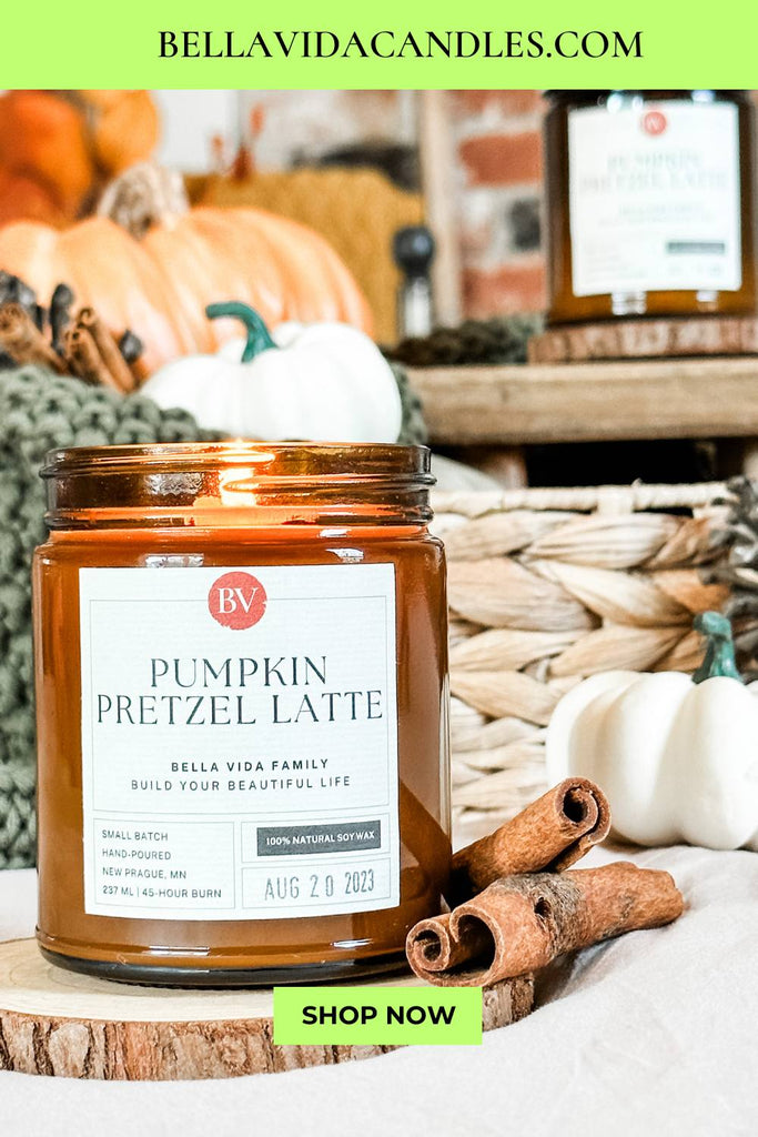 pumpkin pretzel latte fall soy candle