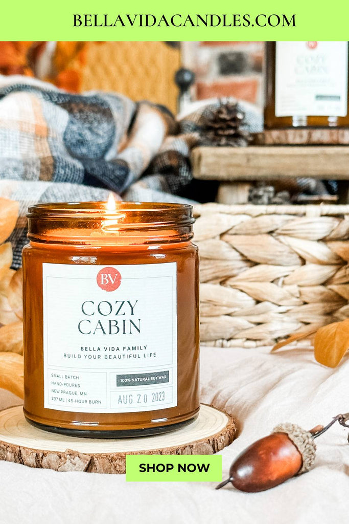 cozy cabin fall soy candle