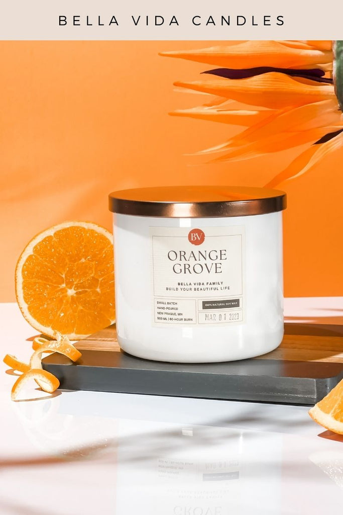orange grove scented soy candle
