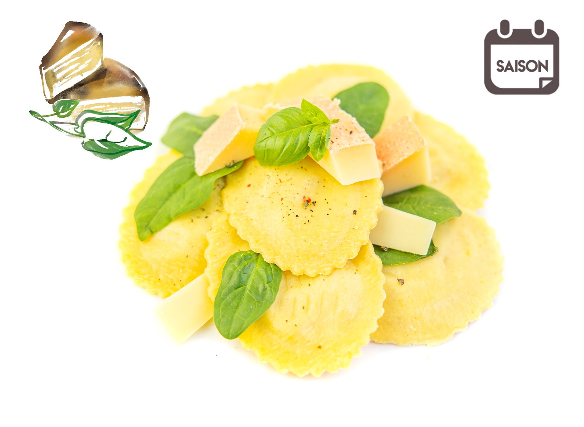 Medaglioni mit Bergbauernkäse- & Spinat, frisch Pasta ohne Zusatzstoffe,  500g