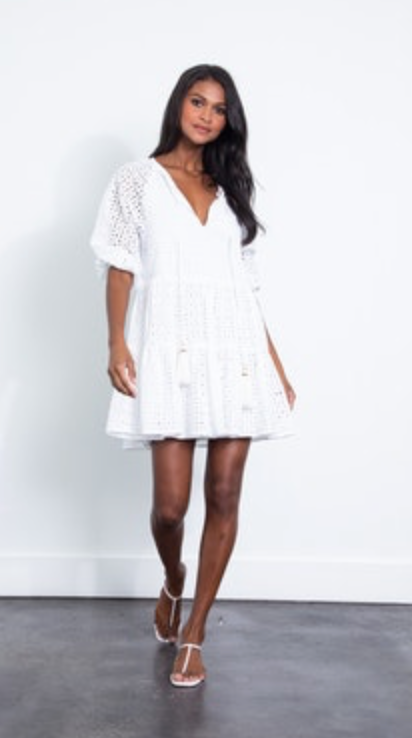 Karina Grimaldi Irina Eyelet Mini Dress