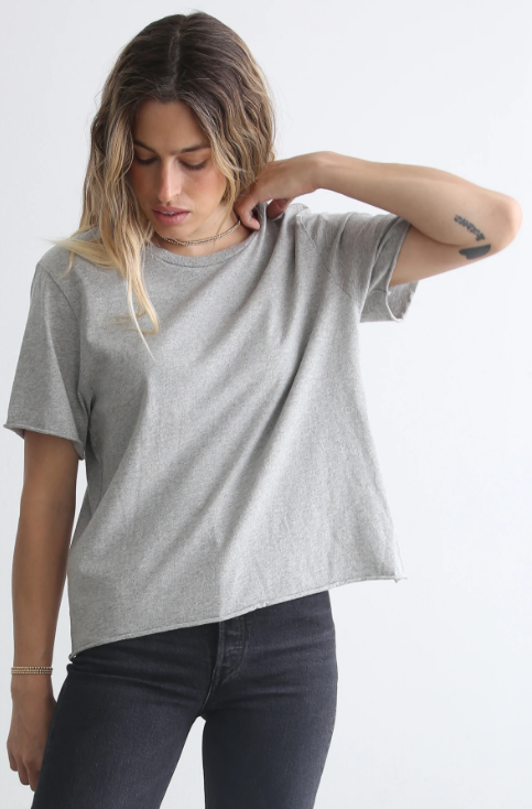 Perfect White Tee Eddie Top in Heather Grey