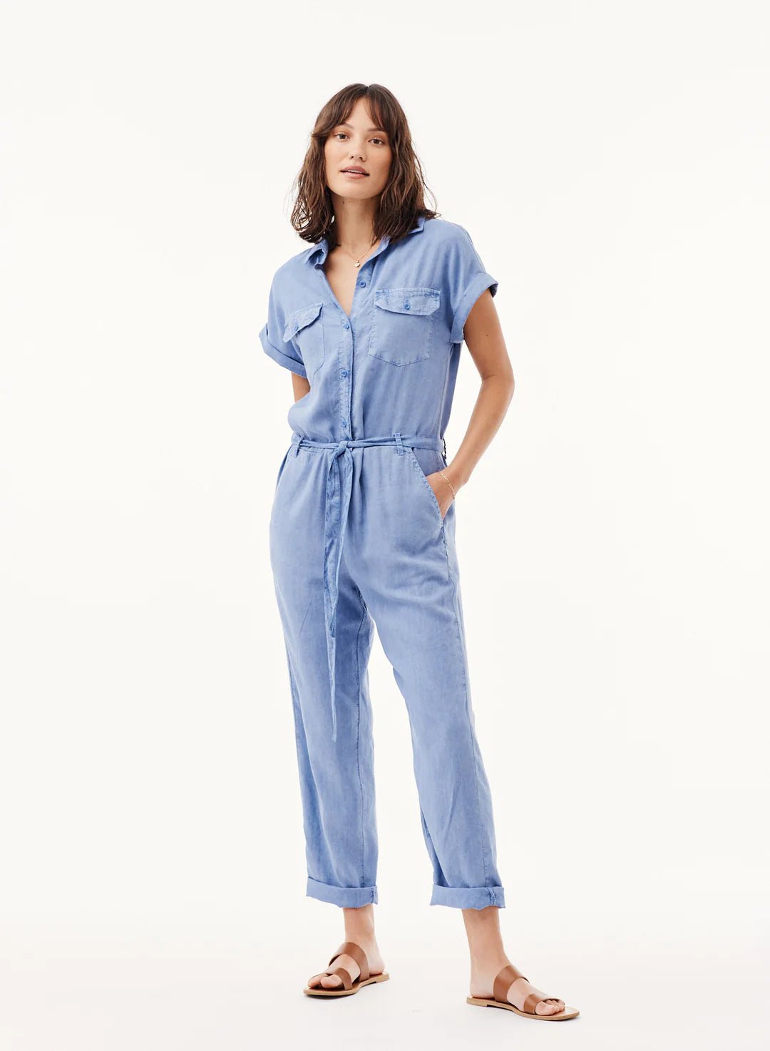 Perla Pleated Jumpsuit in Periwinkle Blue - ShopperBoard