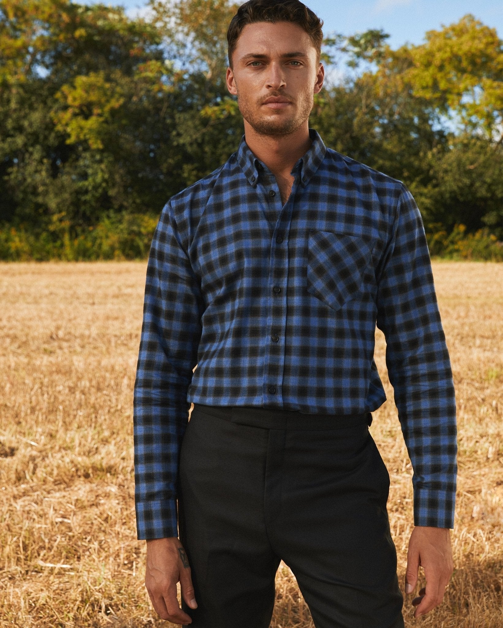 Theory Irving Hunter Plaid in Black Multi – Estilo Boutique