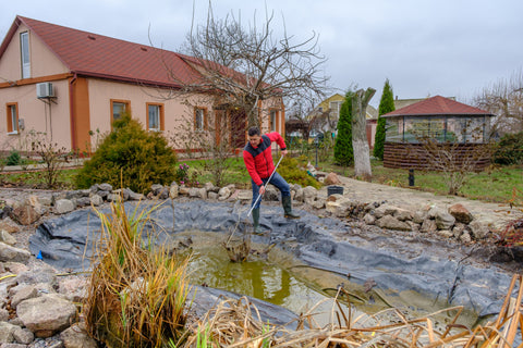 Cleaning pond in spring