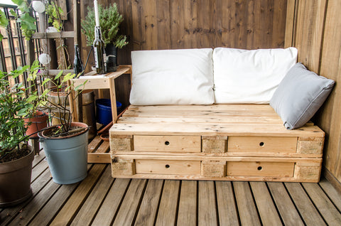 Cozy space made with pallet furniture