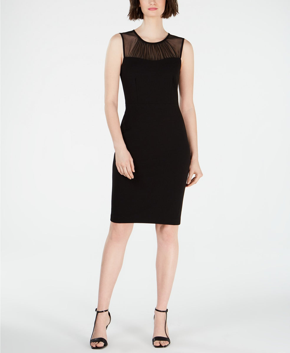 Calvin Klein Illusion-Yoke Sheath Dress Black – Strangerinks