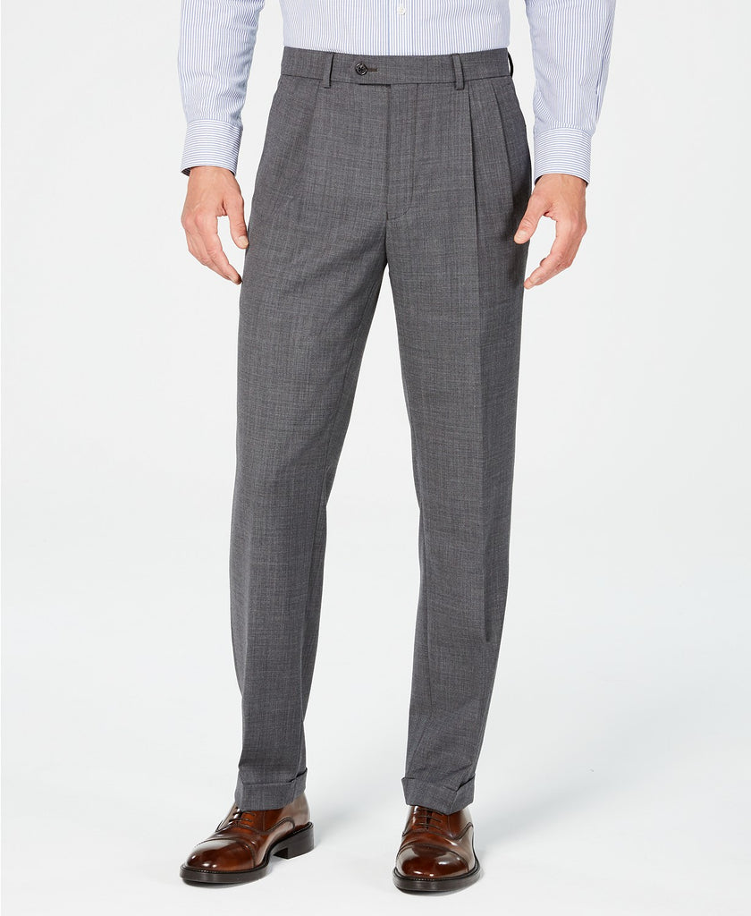 Ralph Lauren Men's Classic-Fit Sharkskin Pleated Suit Pants Gray