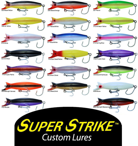 Super Strike Little Neck Popper, Floating, 1oz, Yellow/White