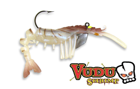 Quiver Shad Pearl 4 inch 5/pk with 1/4 oz Vudu Jig Head