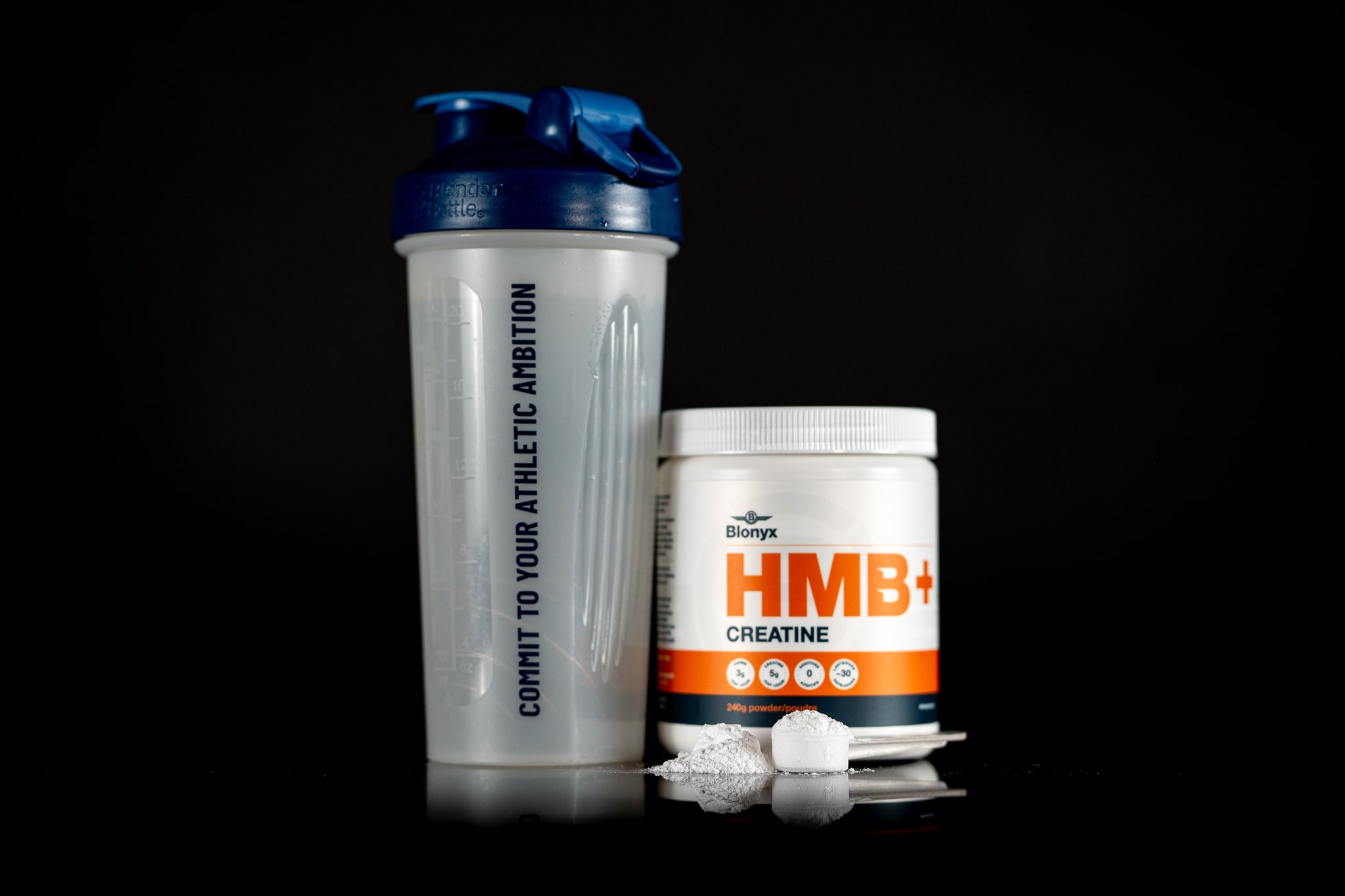 Blonyx HMB+ Creatine and a shaker cup