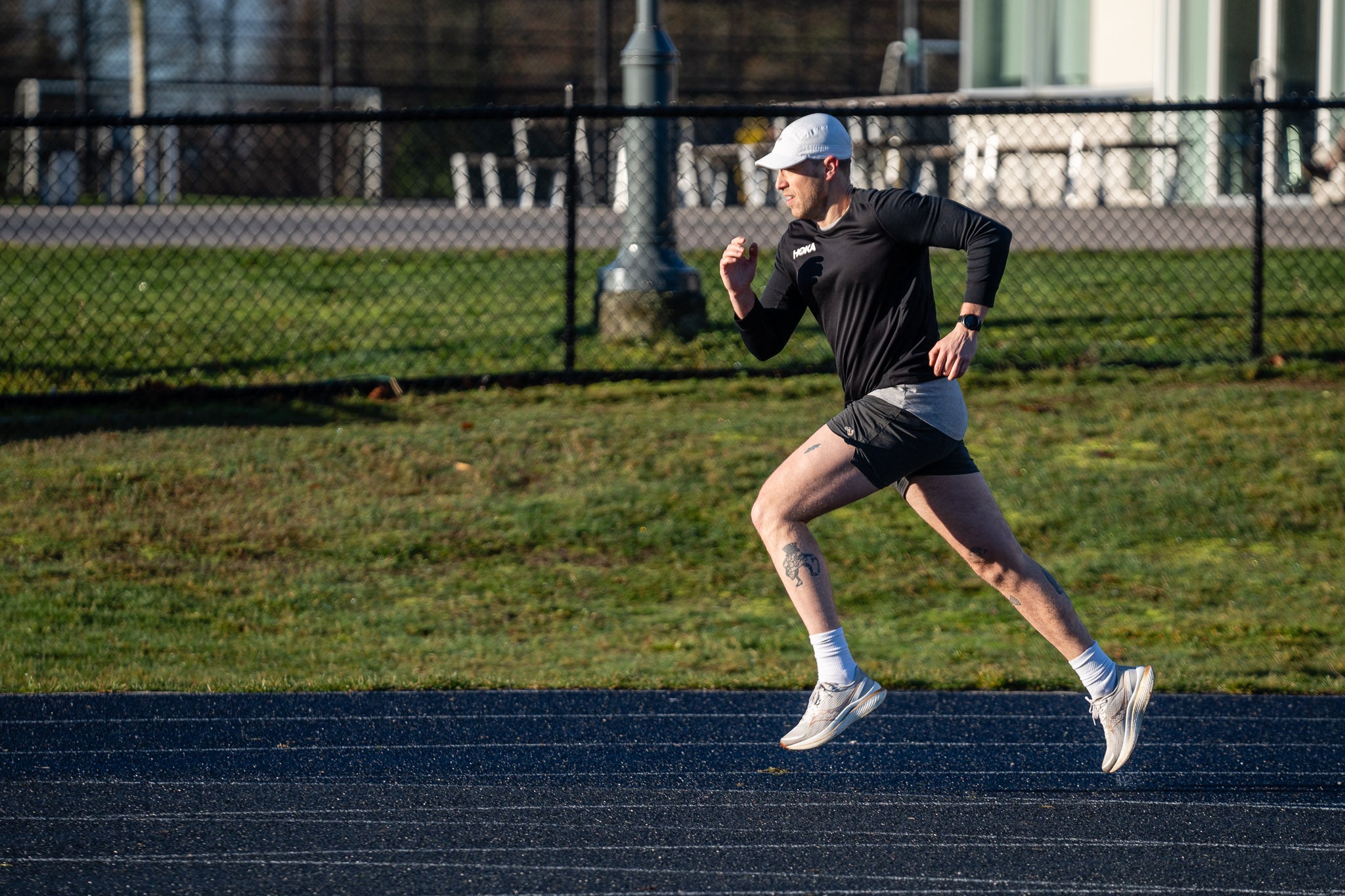 Man running on a track