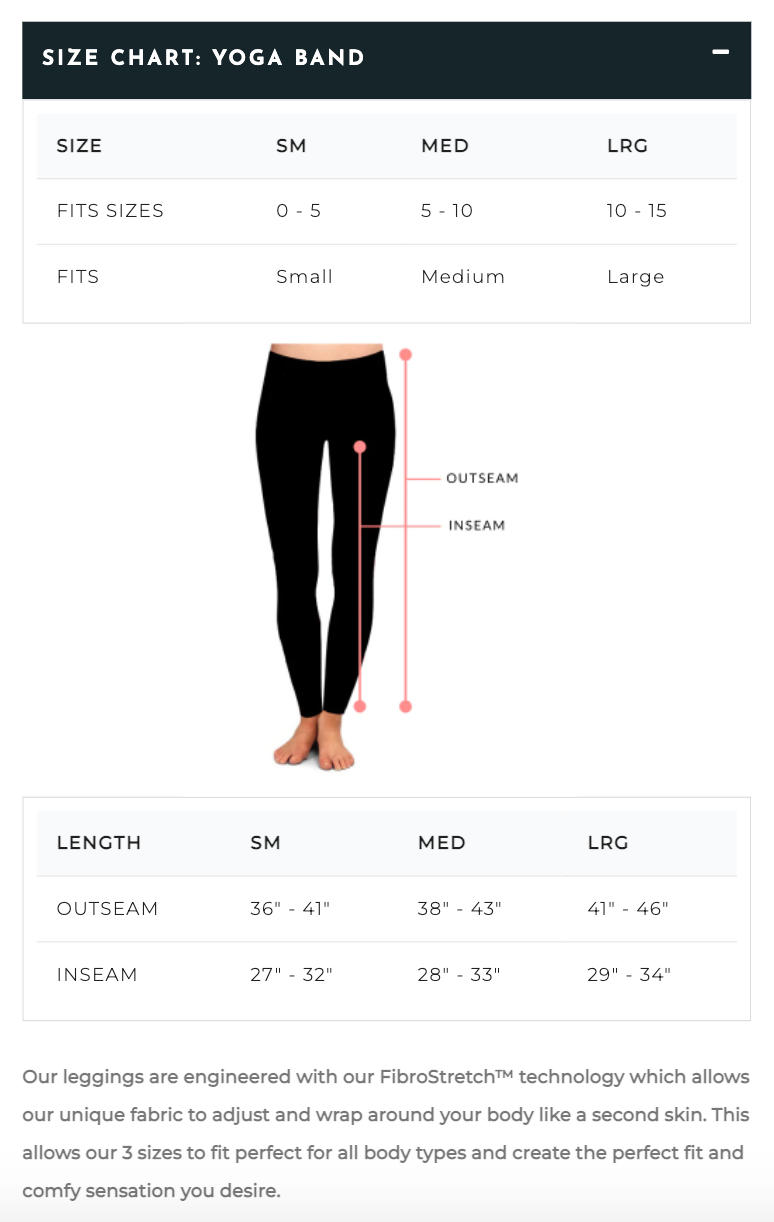 Yoga Band Leggings Size Chart – Lalviv