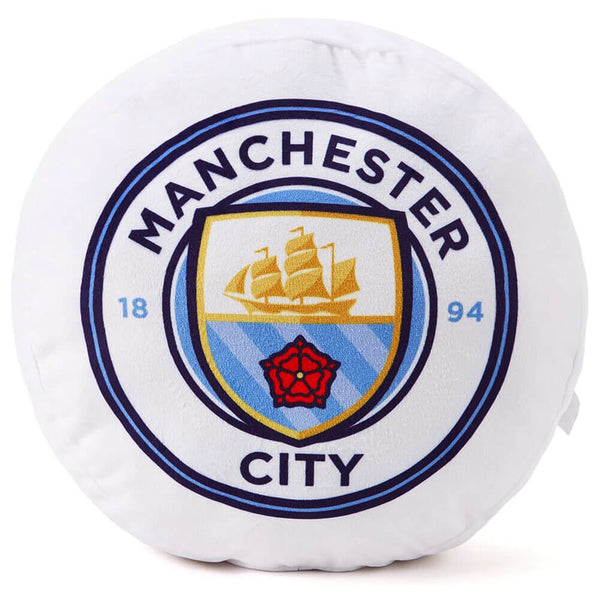 Se Manchester City Rund logo pude hos Fodboldgaver.dk