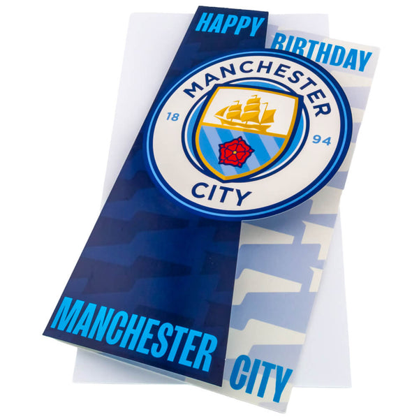 Se Manchester City Logo fødselsdagskort hos Fodboldgaver.dk