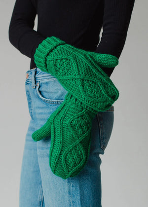 Green Cable Knit Mittens - Ally Sue Boutique