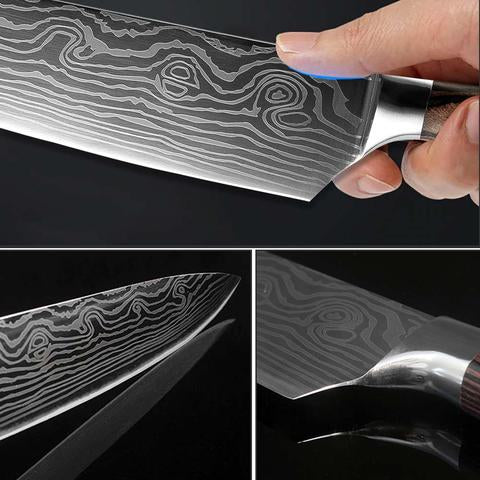 Senken Knives 7 Piece Damascus Steel Assorted Knife Set