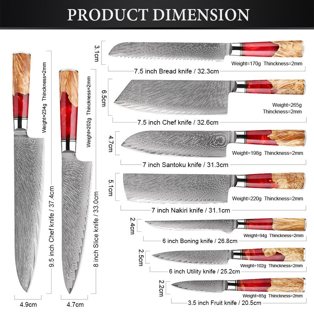 Premium Damascus Kitchen Knife Sets