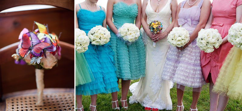 Butterfly & Pastel Ball Brooch Bouquet