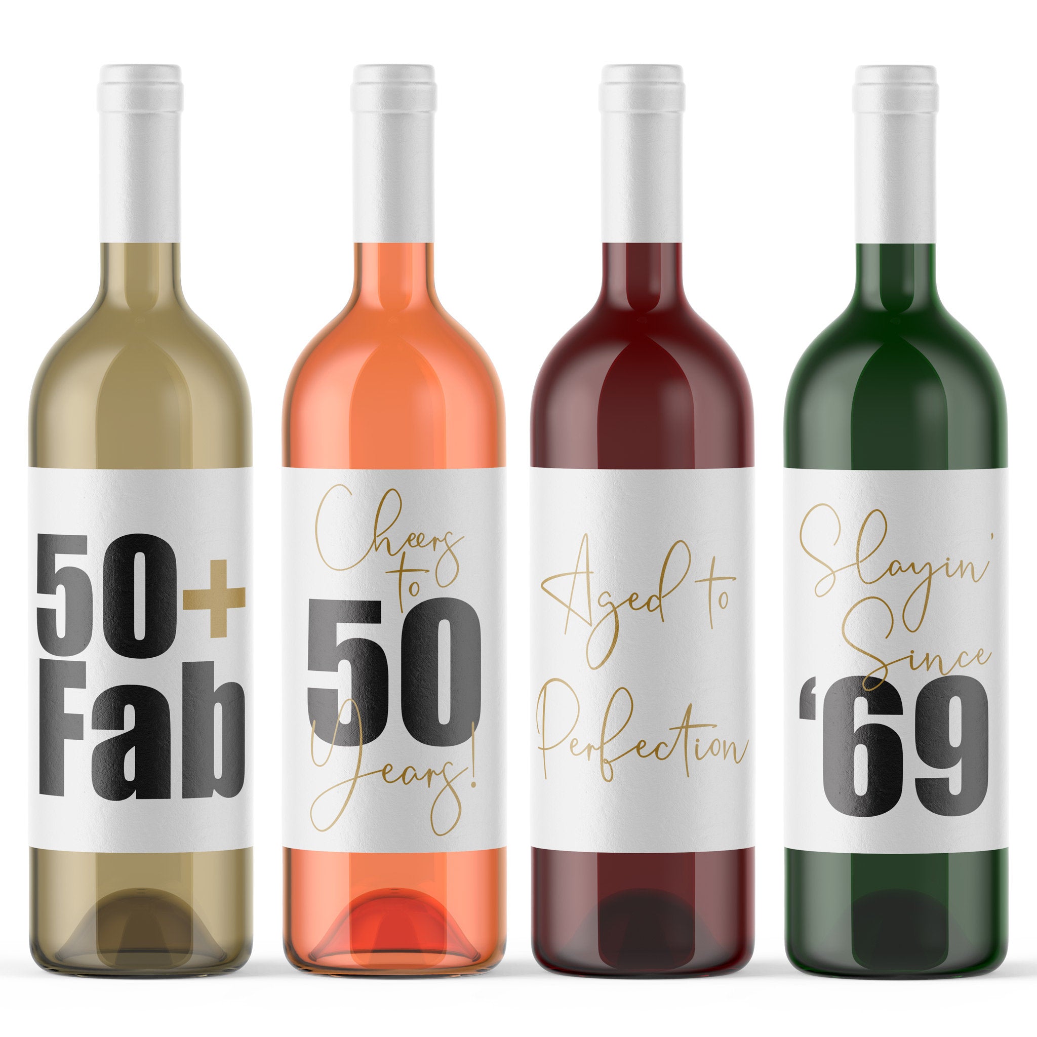 50th birthday party wine bottle labels pack of 4 funny wine labels sla