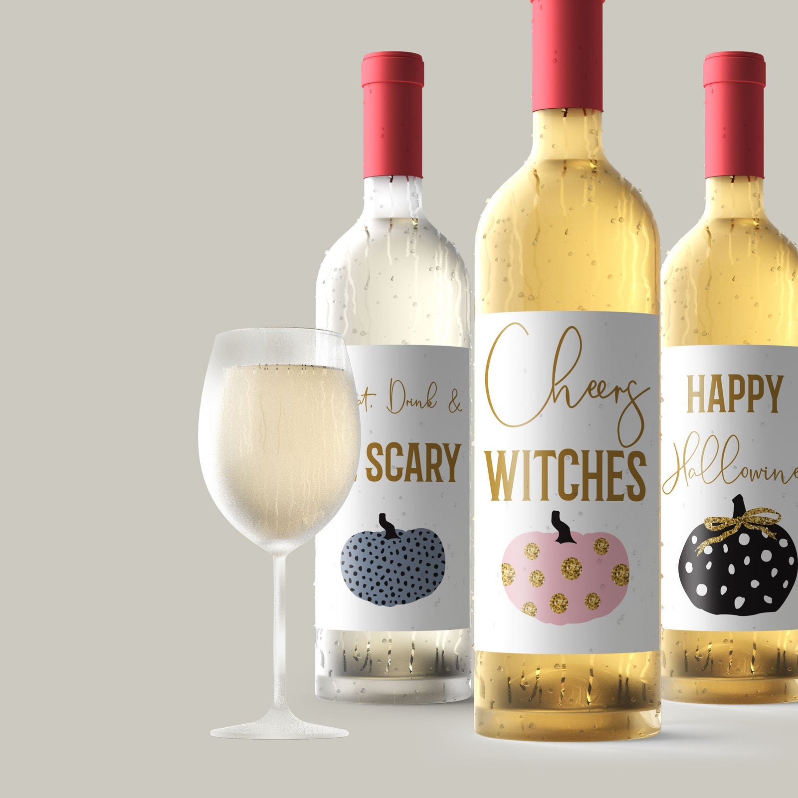 Halloween Wine Labels Happy Hallowine - 4 Funny Halloween Party Decor ...