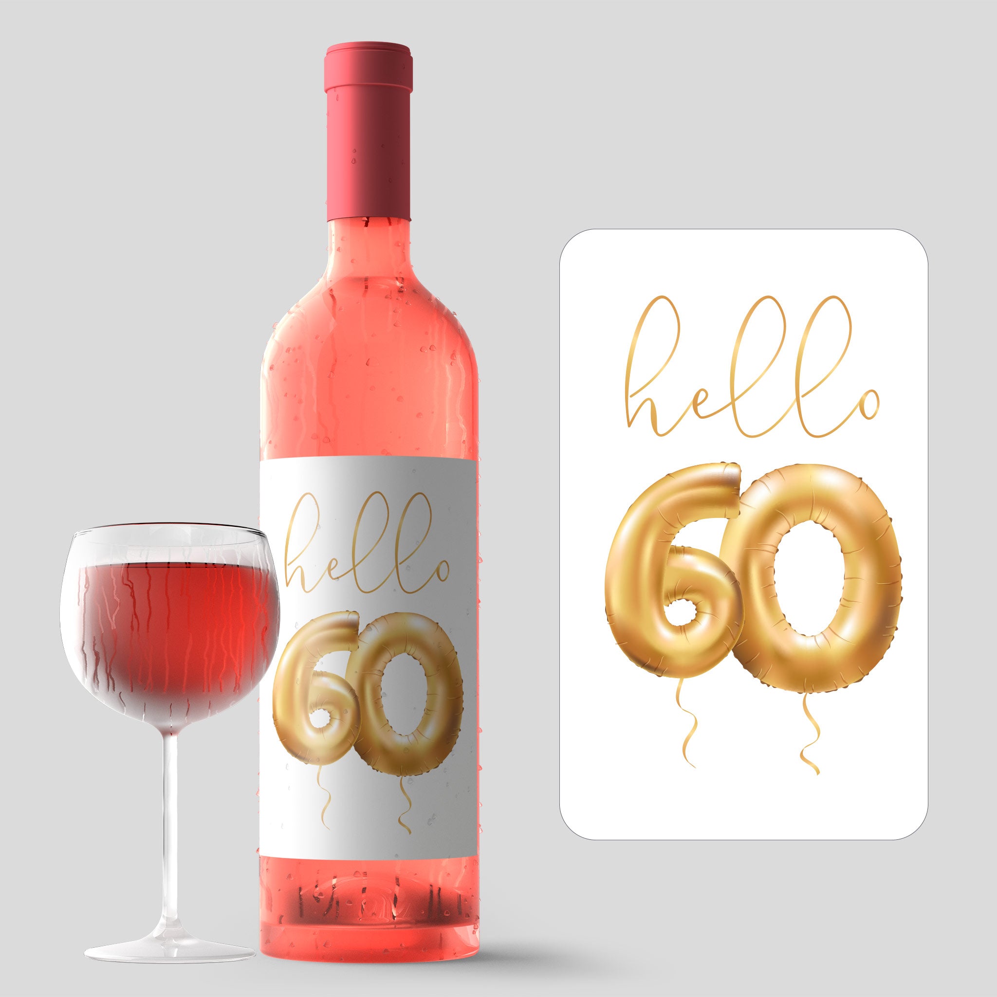 60th birthday gold balloon wine labels 4 pack ritzy rose