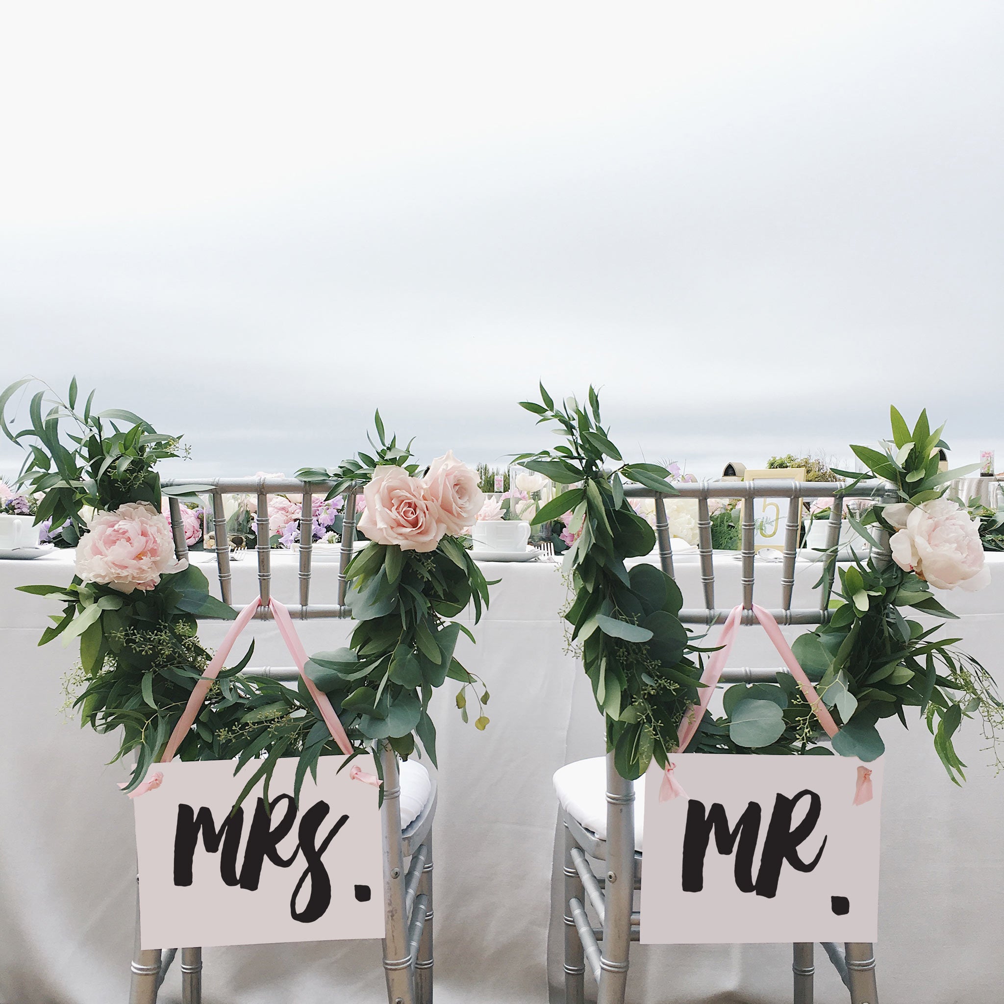 Mr Mrs Chair Banners Set Of 2 Script Wedding Signage Ritzy