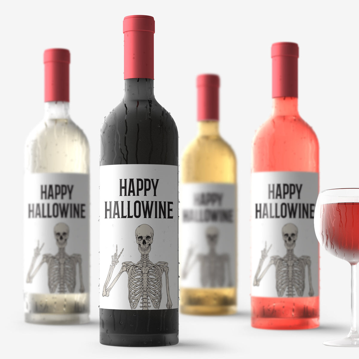 Hallowine Halloween Party Wine Labels - 4 Halloween Party Decor Sticke ...