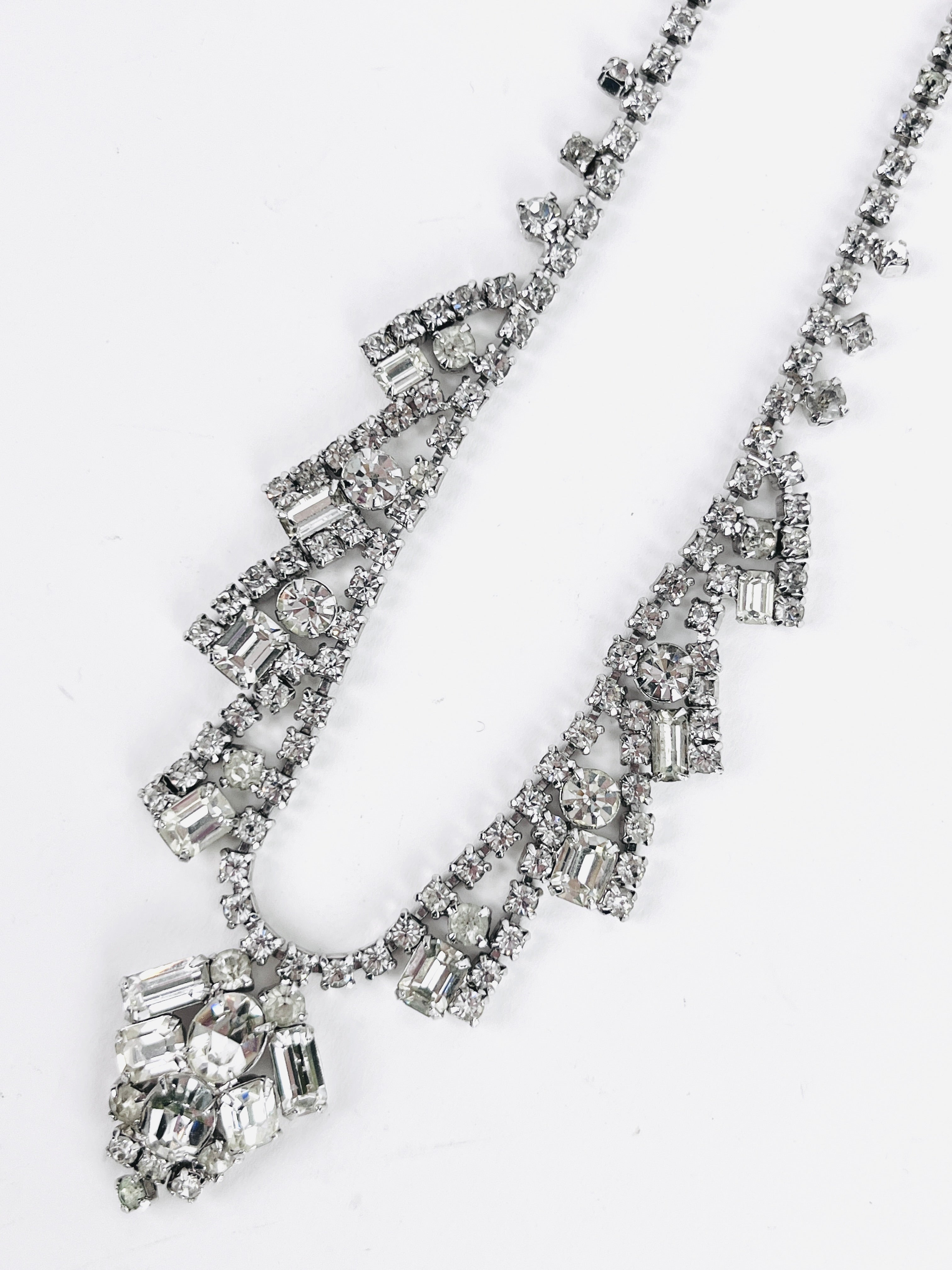 Rhinestone Vintage Choker Necklace with Prong Set Rhinestones - Ruby Lane