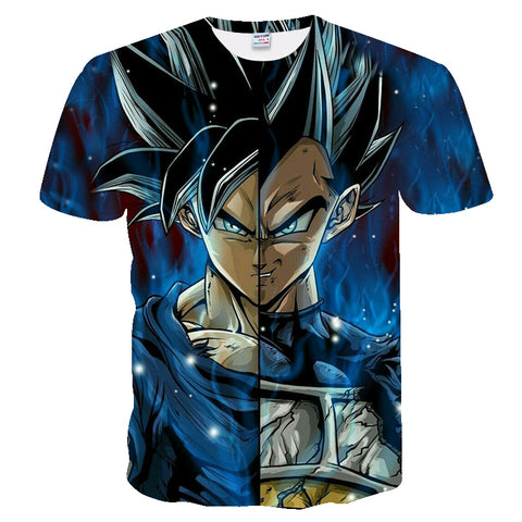 Dragon Ball Z Half Goku Vegeta T Shirt Anime Monks