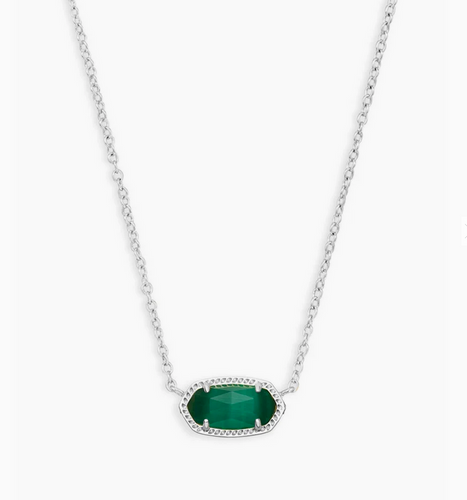 Elisa Gold Pendant Necklace in Emerald Cat's Eye