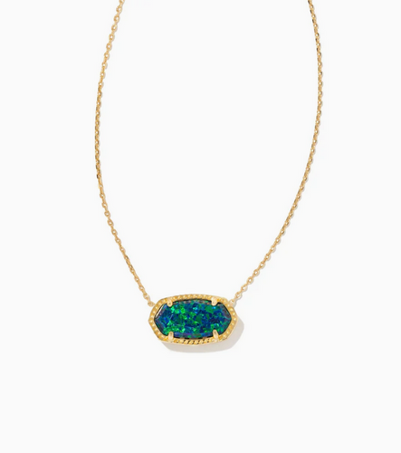 Elisa Gold Pendant Necklace in London Blue Glass