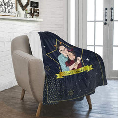 客製化插畫毛毯-深藍星星款式 個人化訂製禮物送男生